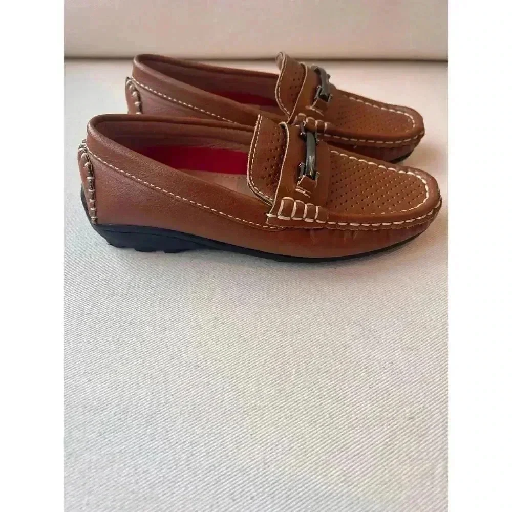 Steve Harvey celebrate addition brown sliver slip round square loafers 9‎